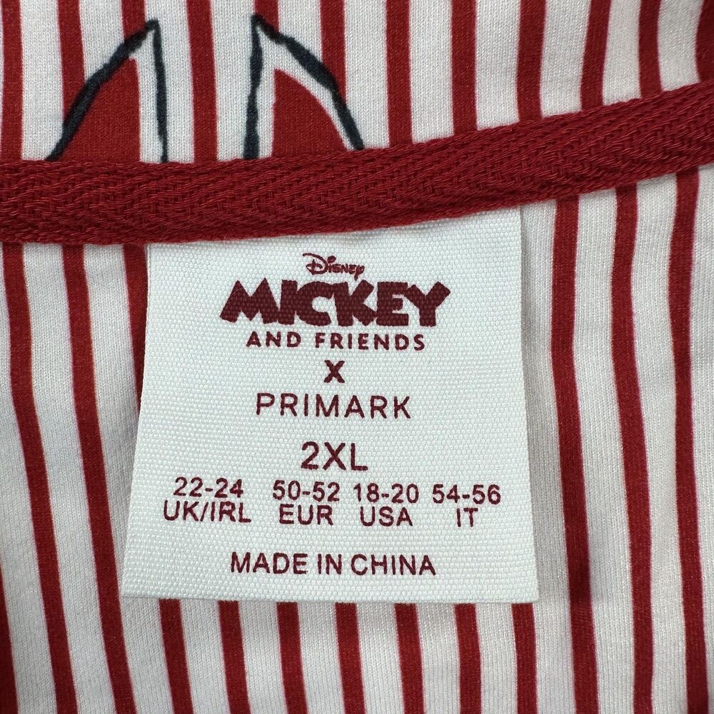 Disney x Primark Pajama Top Womens 2XL Red Mickey Minnie Christmas Button Shirt - Picture 4 of 9